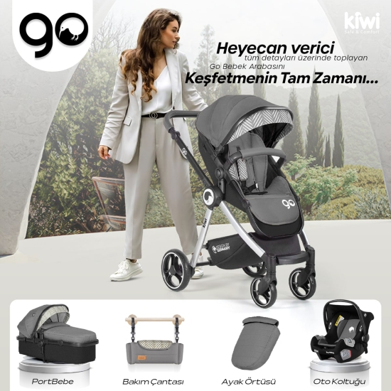 Bebek Arabası Kiwi Go - Travel sistem, Pusetli, Katlanır, Çift Yönlü - 45