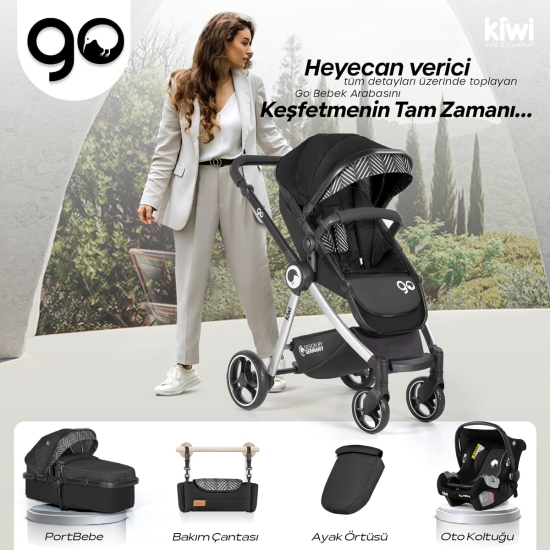 Bebek Arabası Kiwi Go - Travel sistem, Pusetli, Katlanır, Çift Yönlü - 2