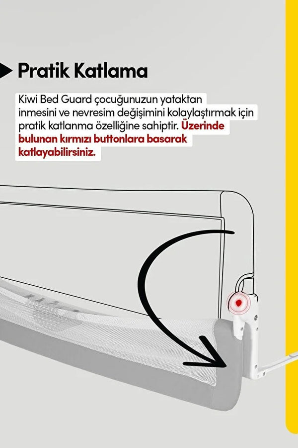 Çocuk Yatak Koruyucu Bariyeri ve Yatak Korkuluğu – Ekstra Dolgulu Kumaş Bed Guard (Gri)