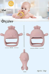 Chicken Sincap Bebek Diş Kaşıyıcı Eldiven - Yumuşak Silikon & Emzik Uçlu - Dark Pink