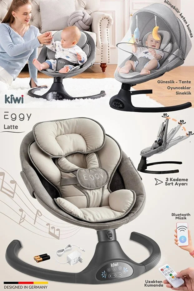 Eggy Plus Elektrikli Otomatik Sallanan Bebek Ana Kucağı - Latte