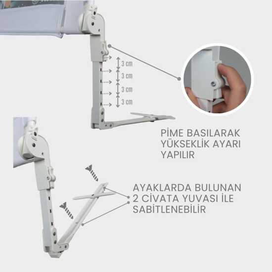 Kiwi Bed Guard Asansörlü Yatak Bariyeri, Bebek Yatak Korumalığı 150cm - 10