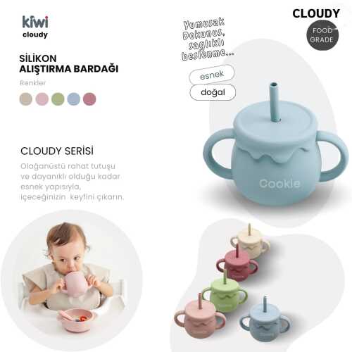 Kiwi Cloudy Bebek Beslenme Seti, Silikon Beslenme Seti - 14