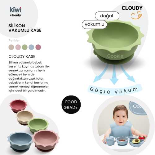 Kiwi Cloudy Bebek Beslenme Seti, Silikon Beslenme Seti - 15