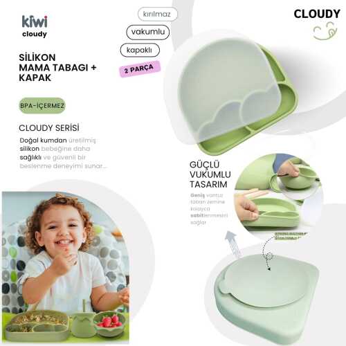 Kiwi Cloudy Bebek Beslenme Seti, Silikon Beslenme Seti - 25