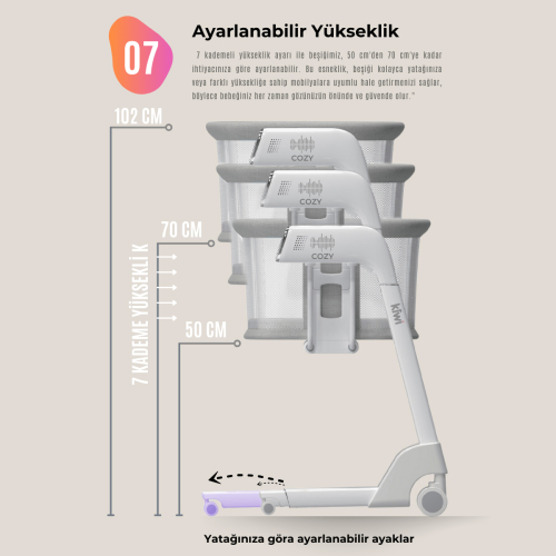 Kiwi Cozy Otomatik Sallanan Beşik - Elektrikli Beşik - Anne Yanı - 10