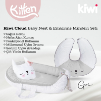 Kiwi Kitten Babynest Seti - Bebek Yatağı - Emzirme Yastığı - 2