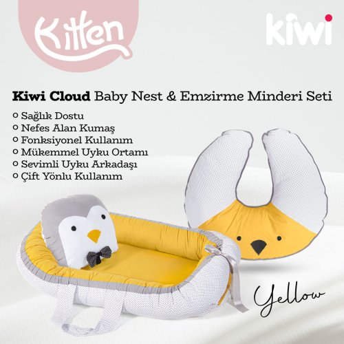 Kiwi Kitten Babynest Seti - Bebek Yatağı - Emzirme Yastığı - 7