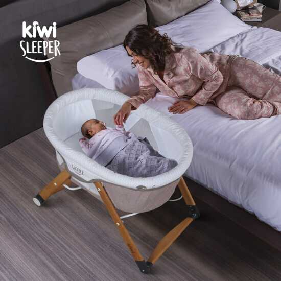 Kiwi Sleeper Portatif Beşik, Sallanır, Katlanır, Taşınabilir Sepet Beşik, Yaprak Desenli - 4