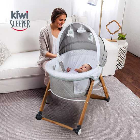 Kiwi Sleeper Portatif Beşik, Sallanır, Katlanır, Taşınabilir Sepet Beşik, Yaprak Desenli - 67