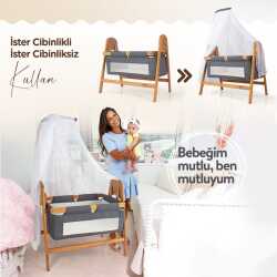 Kiwi Woody Ahşap Bebek Beşiği, Sallanabilir, Doğal - 42