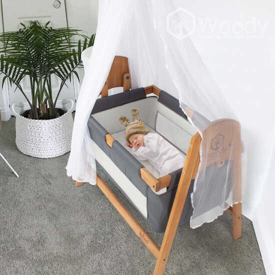 Kiwi Woody Ahşap Bebek Beşiği, Sallanabilir, Doğal - 72