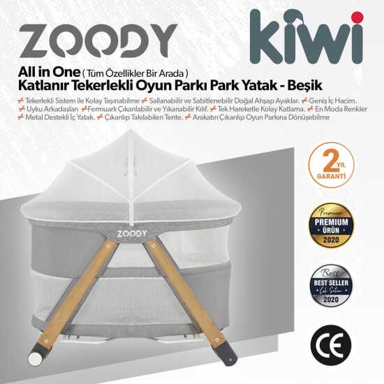 Kiwi Zoody Oyun Parkı Beşik, Katlanır, Sallanır Anne Yanı - 7