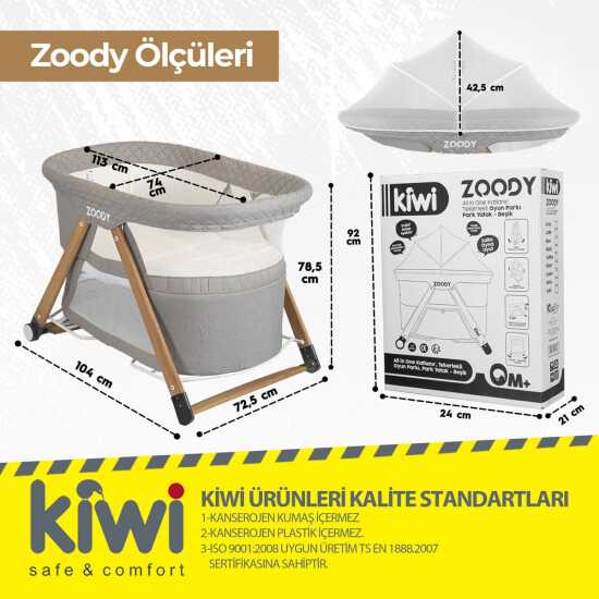 Kiwi Zoody Oyun Parkı Beşik, Katlanır, Sallanır Anne Yanı - 44