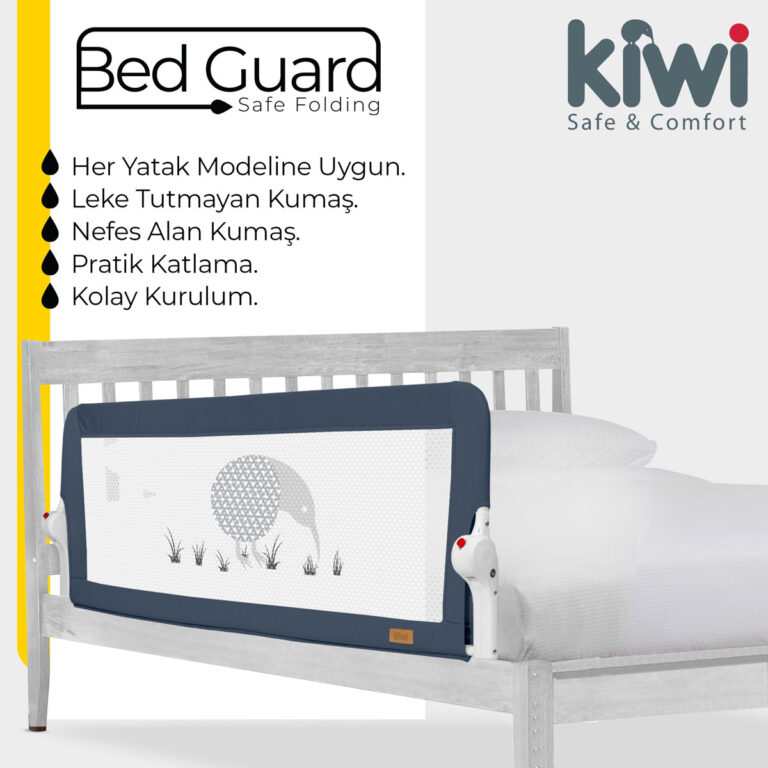 Kiwi Bed Guard Tek Tuşla Katlanabilen Yatak Güvenlik Bariyeri Extra